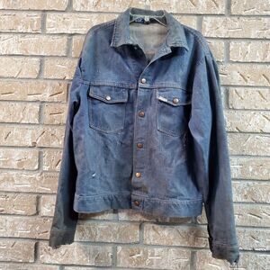 Sears Roebucks Sanforized Vintage 50s Denim Jacket Men‎ Size 40 Heavy Distressed